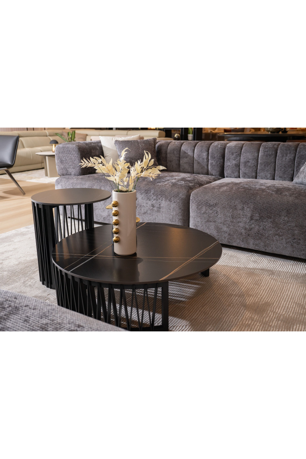 Round Black Ceramic Coffee Tables (2) | OROA Modern Larimer | Oroa.com