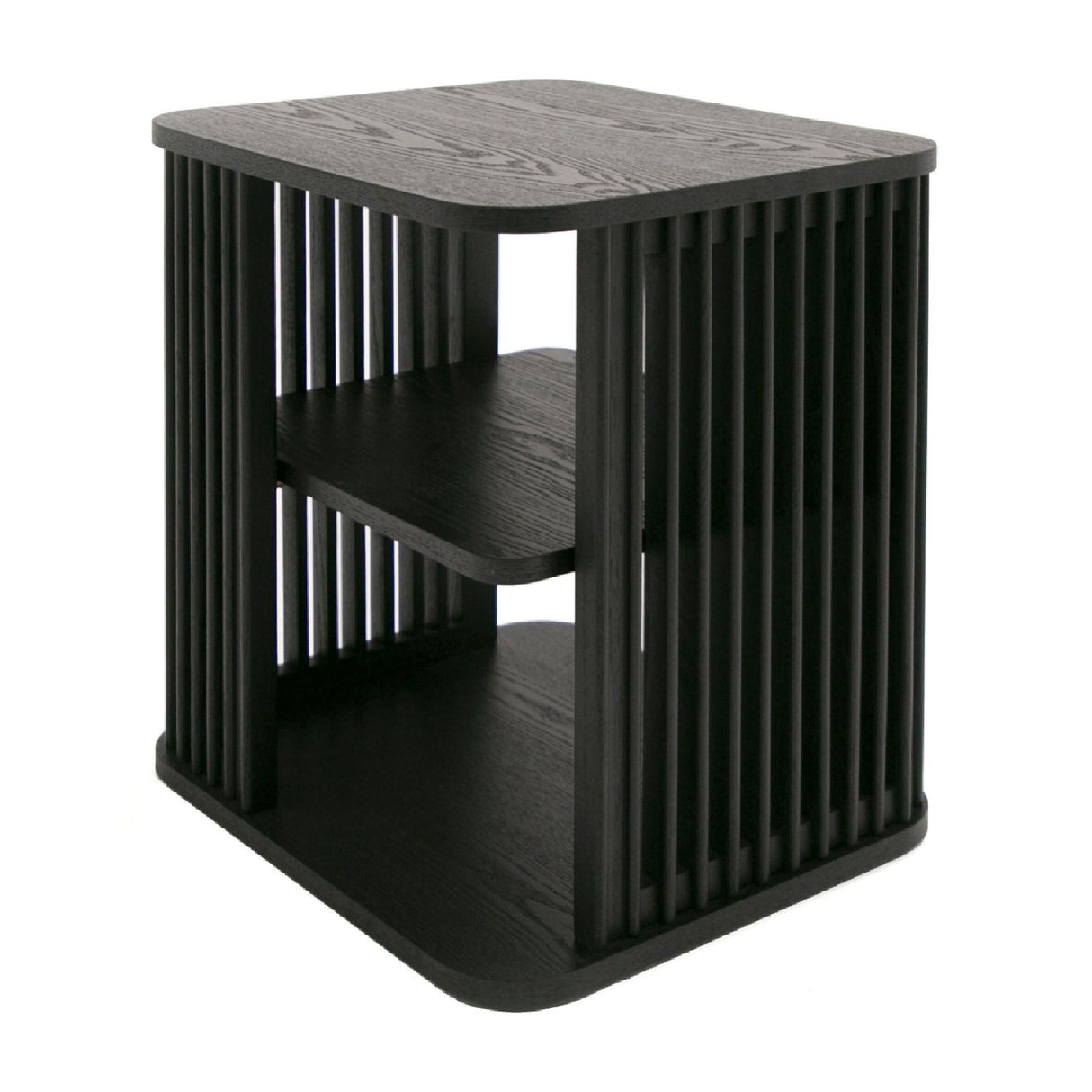 Slatted Black Ash End Table – Thayne – side view