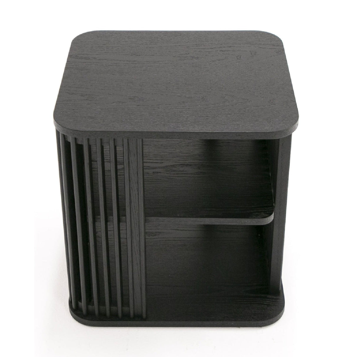 Slatted Black Ash End Table – Thayne – rear view