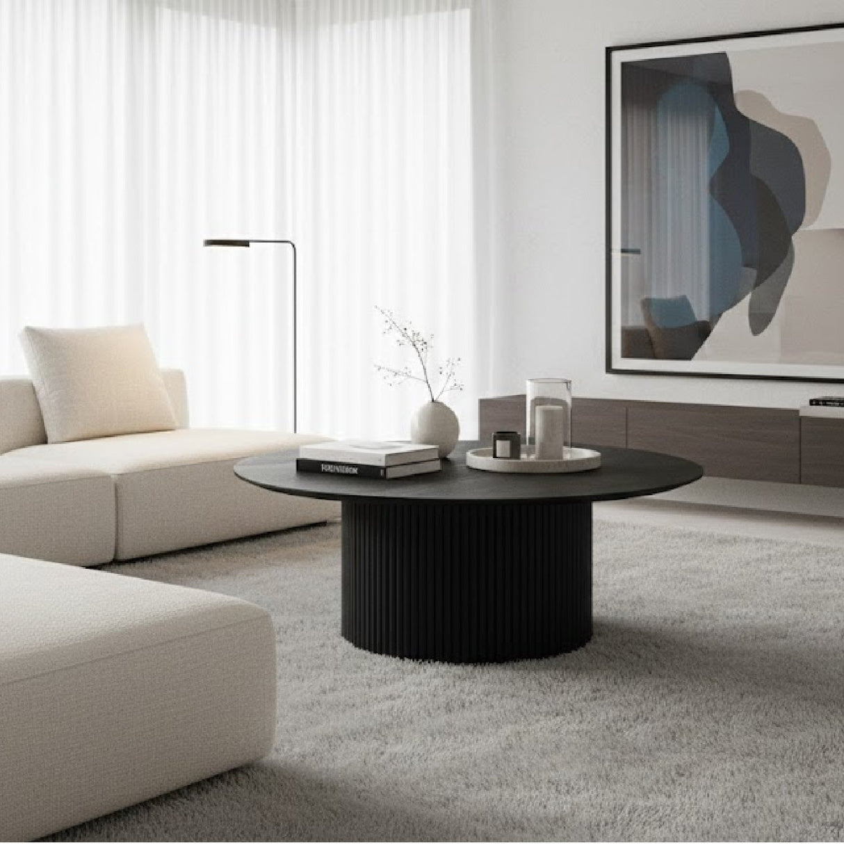 Black Ash Round Coffee Table | OROA Modern Rawlins | Oroa.com