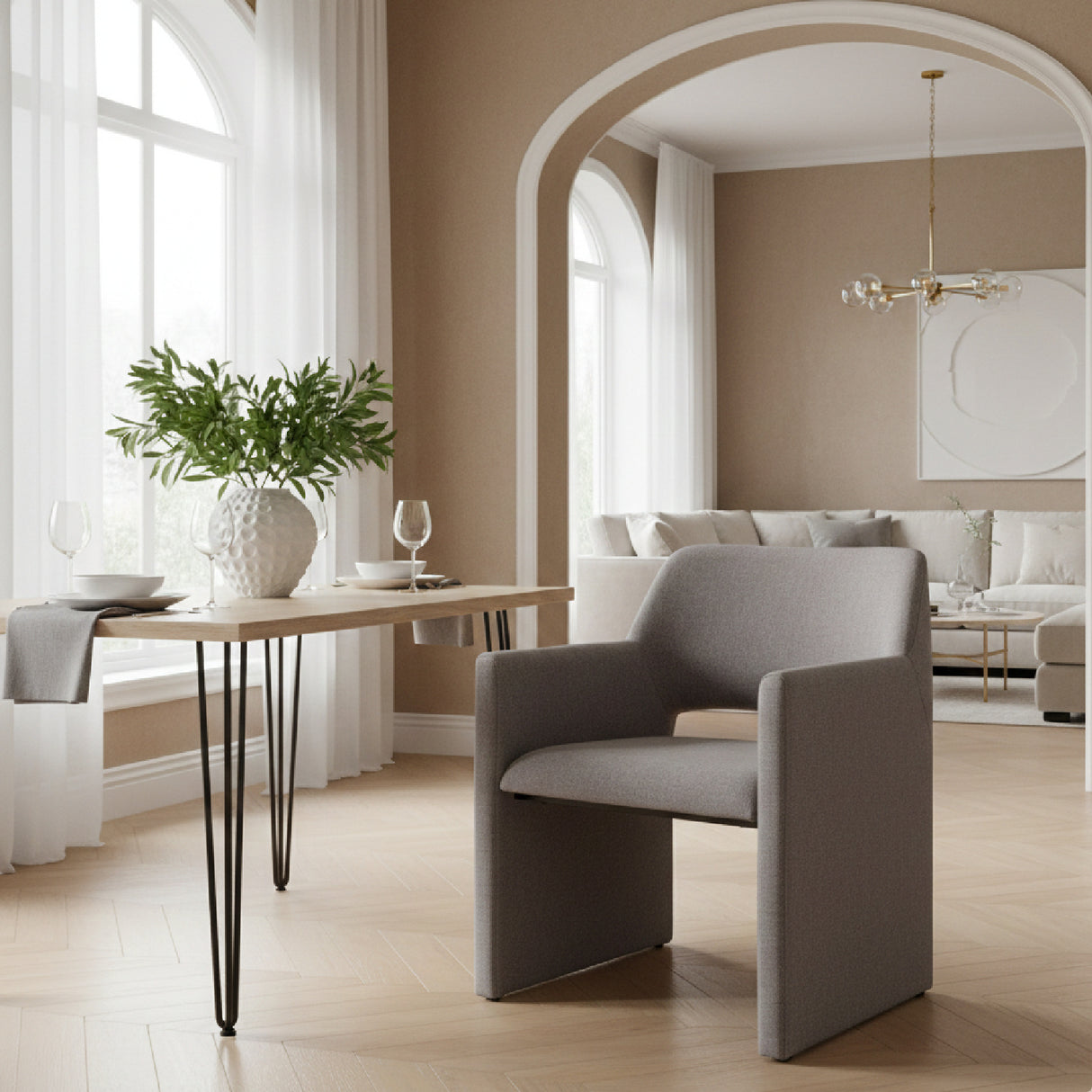 Fabric Upholstered Dining Chair – Lasara – angled view