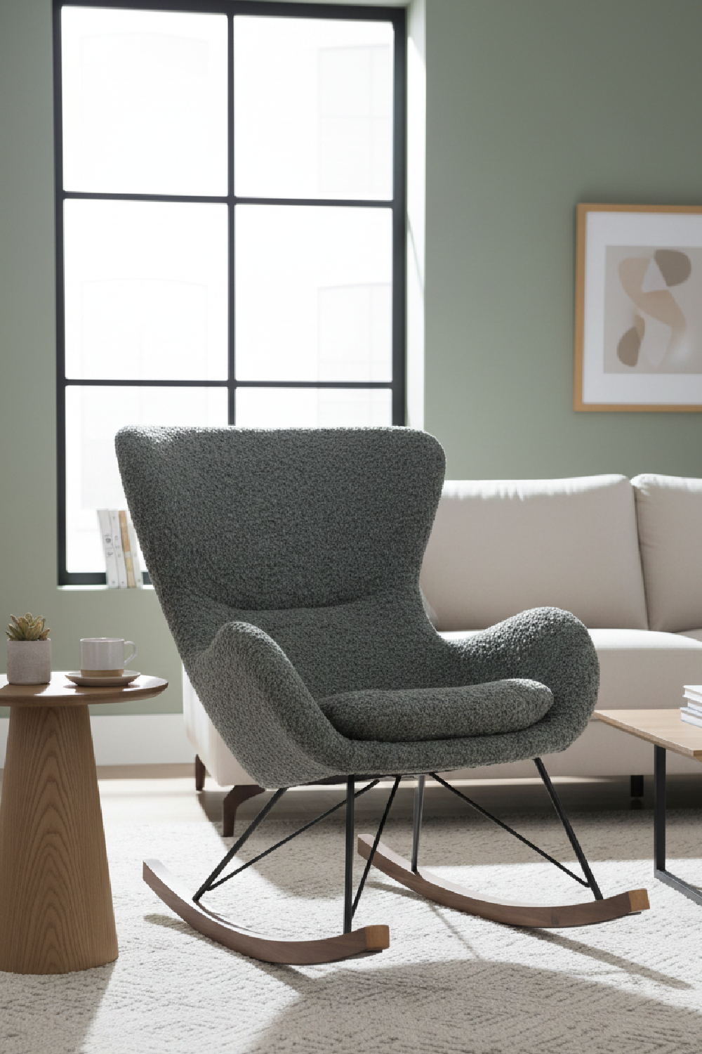 Gray Upholstered Rocking Chair | Oroa.com