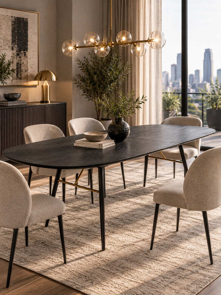 Black Oak Extendable Dining Table | OROA Modern Billy