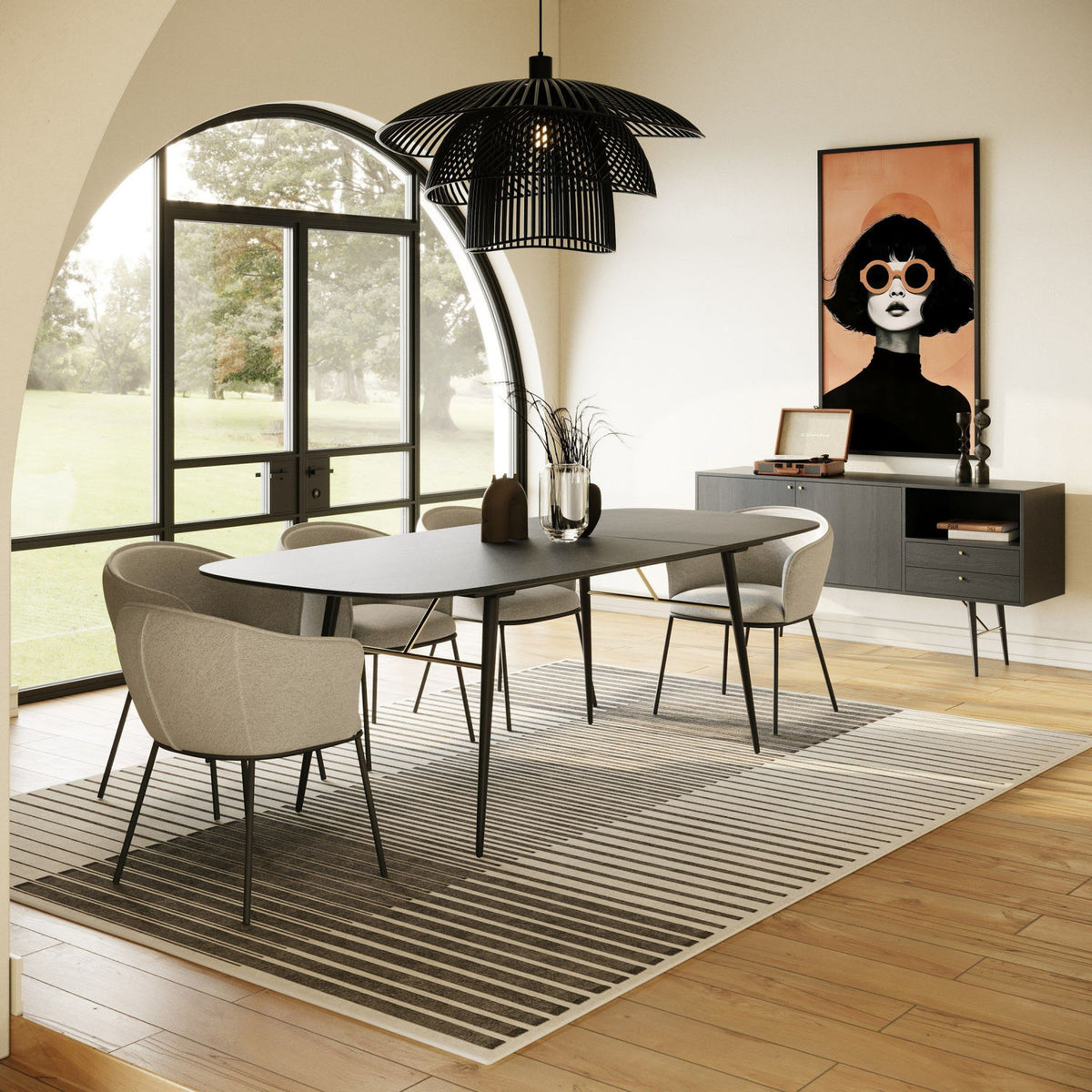 Black Oak Extendable Dining Table | OROA Modern Billy