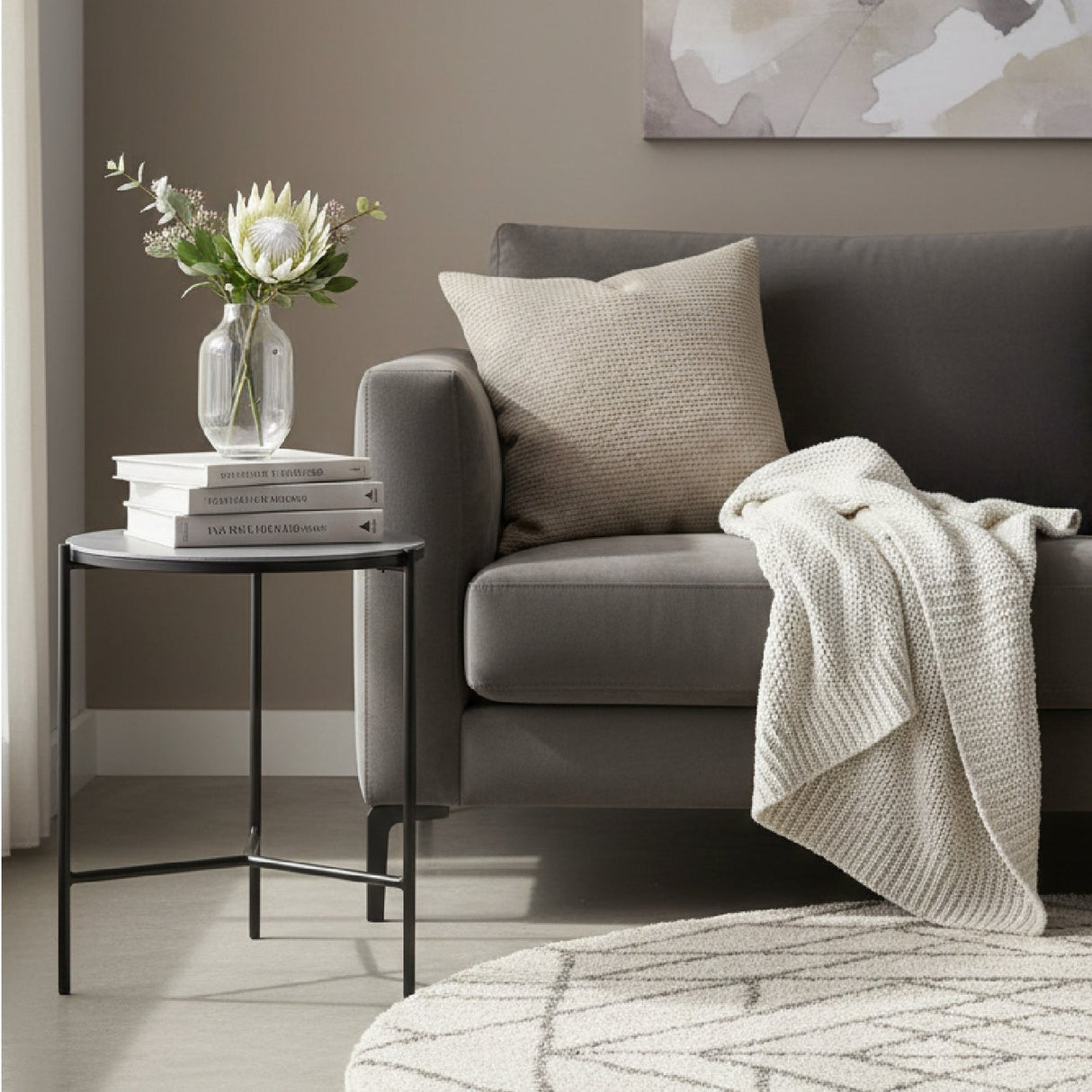 Black Ceramic End Table – Hobart – angled view