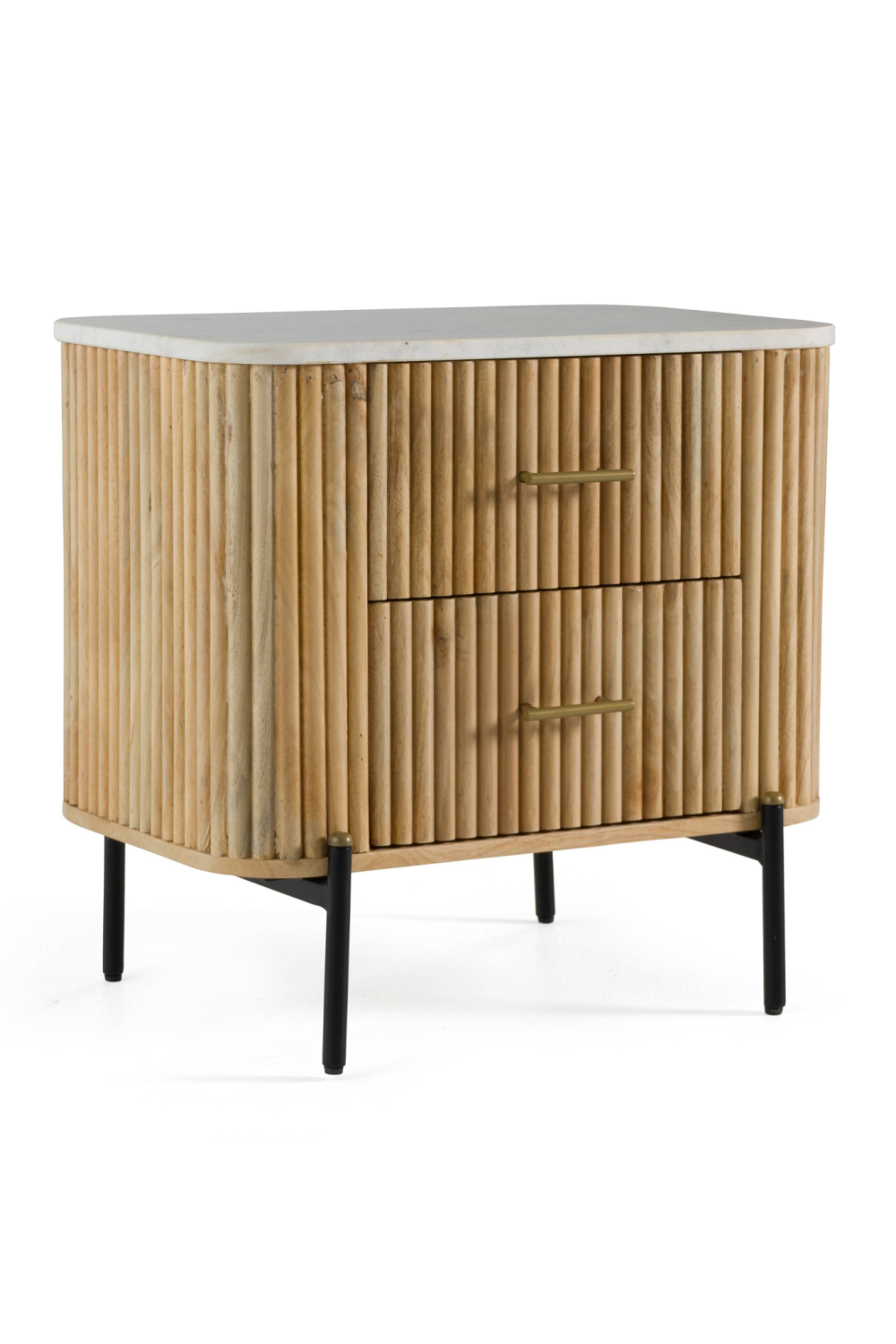 Varnished Mango Wood 2-Drawer Nightstand | Oroa.com