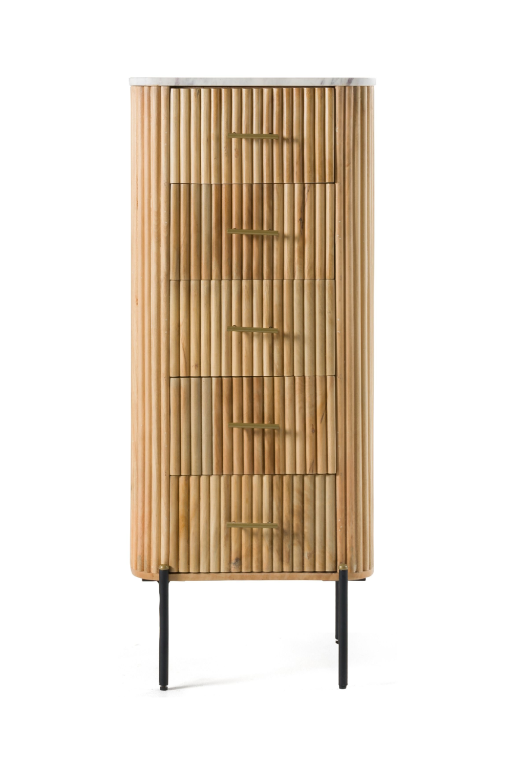 Fluted Mango Wood 5-Drawer Chest | OROA Modern Cambridge | Oroa.com