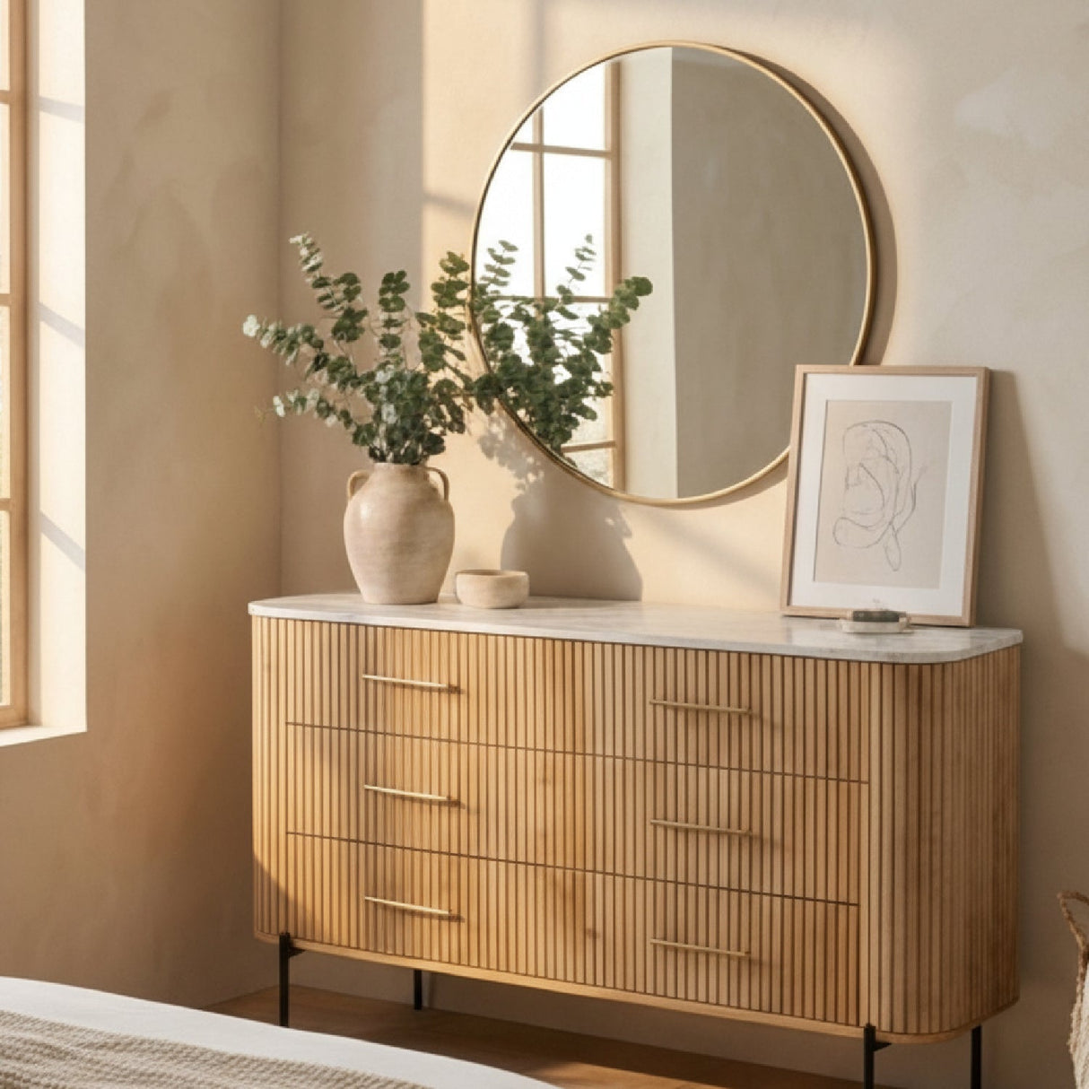 Fluted Mango Wood 6-Drawer Dresser – Cambridge – alternate view 8