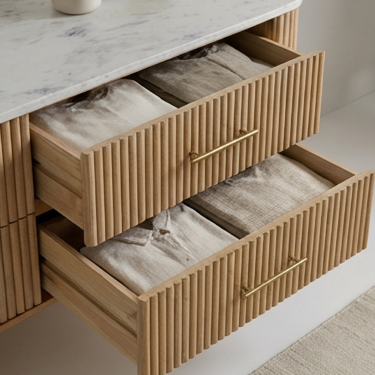 Fluted Mango Wood 6-Drawer Dresser | Oroa.com