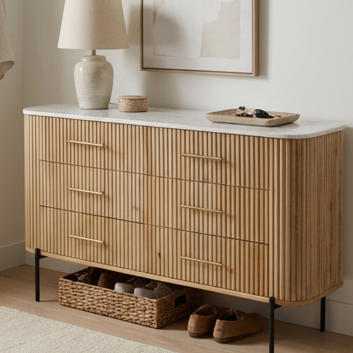 Fluted Mango Wood 6-Drawer Dresser – Cambridge – alternate view 14