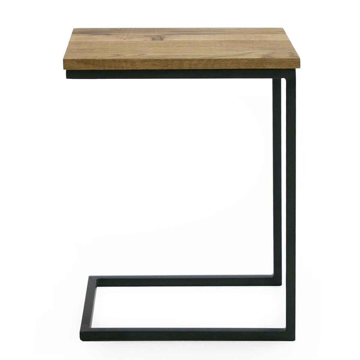 Aged Oak C-Shaped End Table | OROA Modern Turner