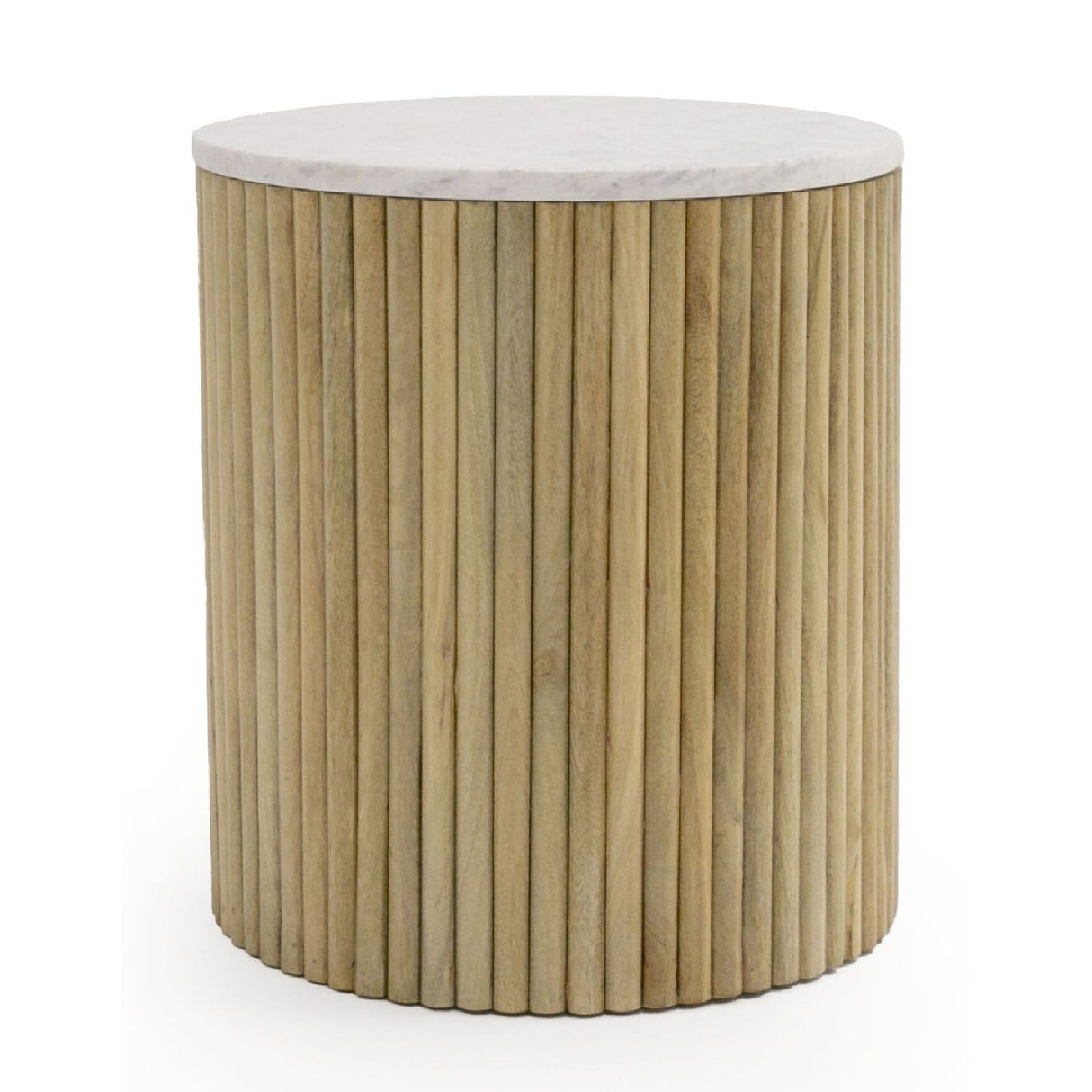 Fluted Mango Wood End Table – Cambridge – front view