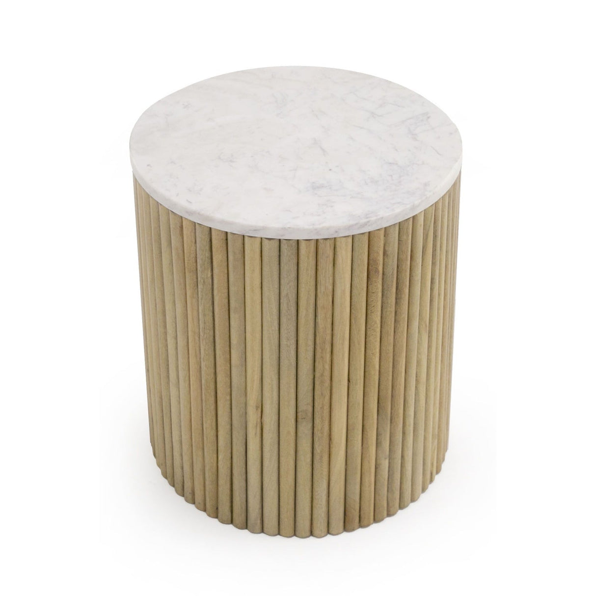 Fluted Mango Wood End Table – Cambridge – side view