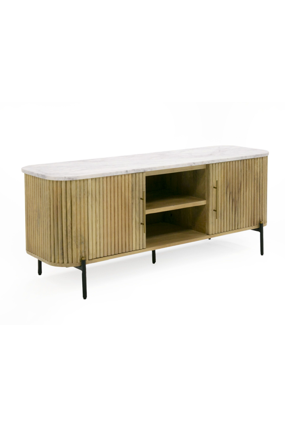 Fluted Mango Wood Media Unit | OROA Modern Cambridge | Oroa.com