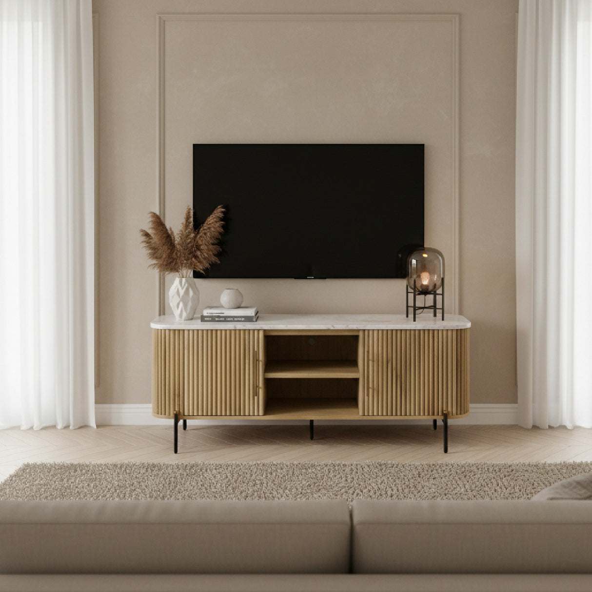 Fluted Mango Wood Media Unit | Oroa.com