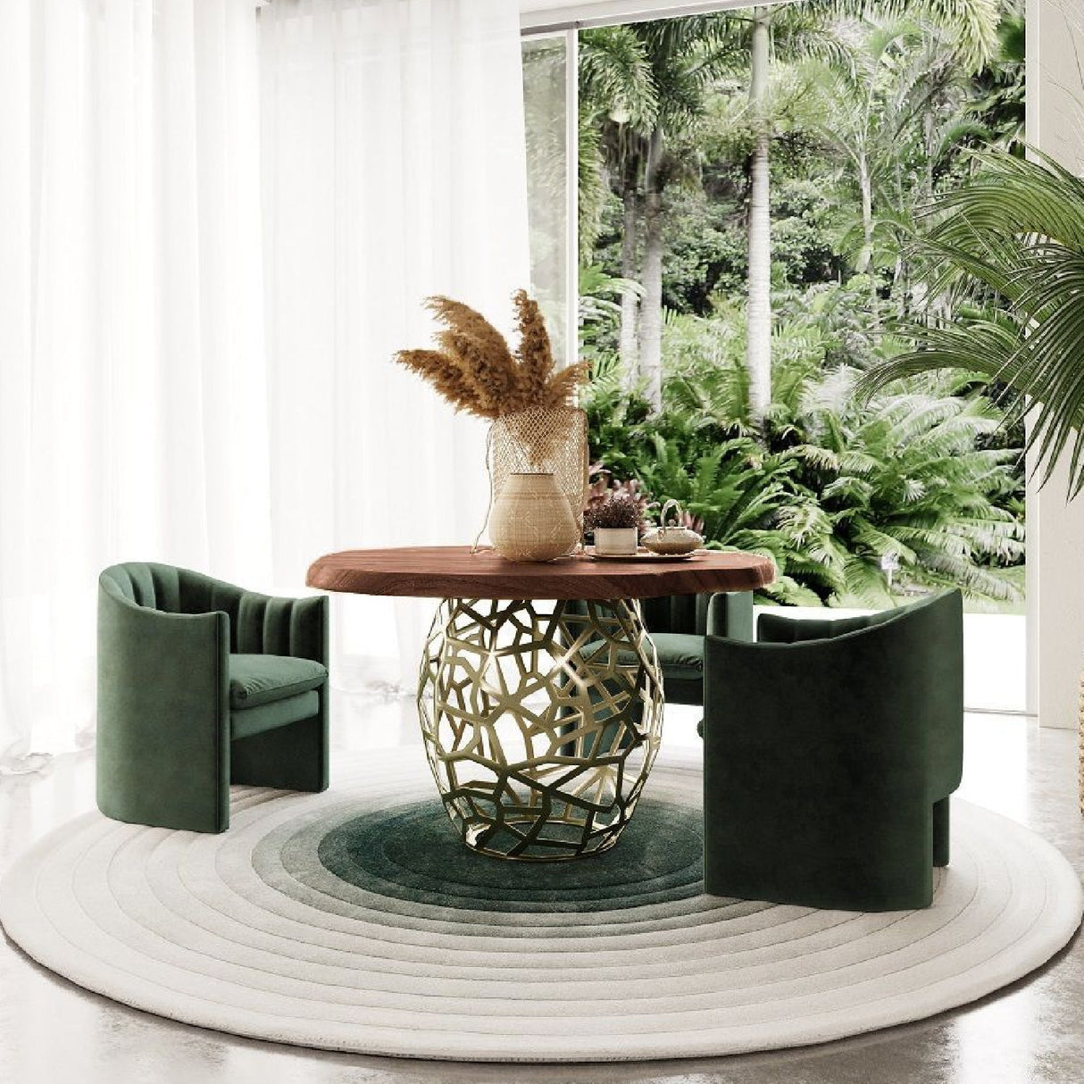 Round Solid Acacia Dining Table – Taylor – angled view