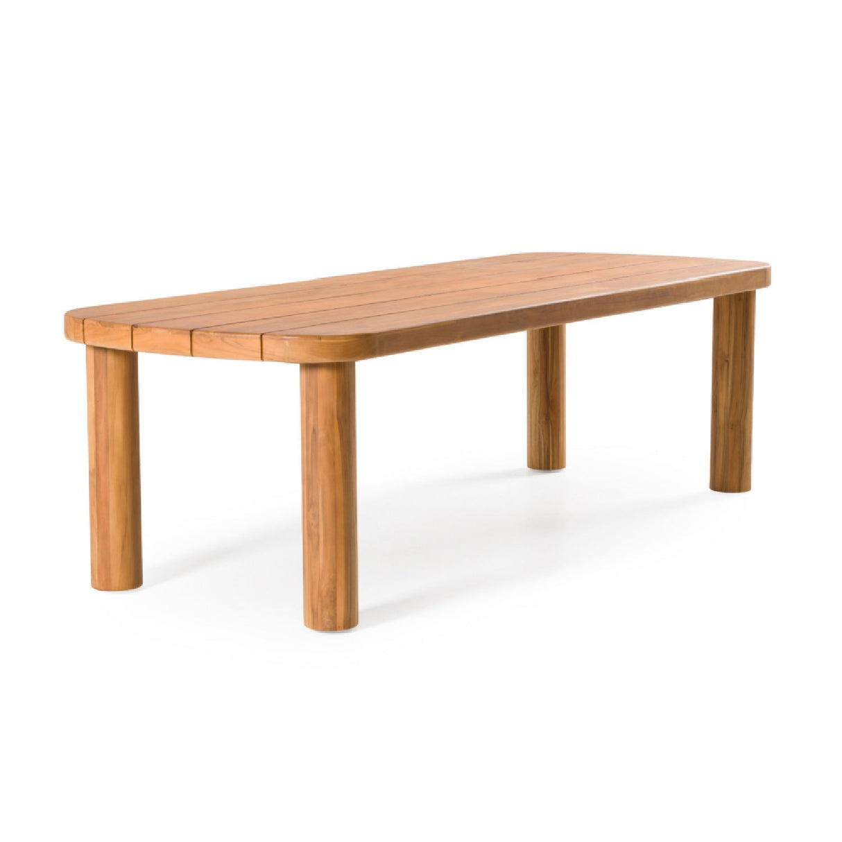 Outdoor Natural Teak Dining Table – Kamari – side view