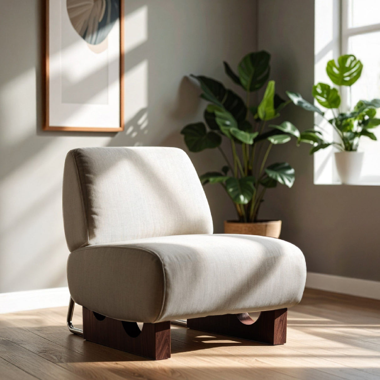 Off-White Accent Chair – Barbara – angled view