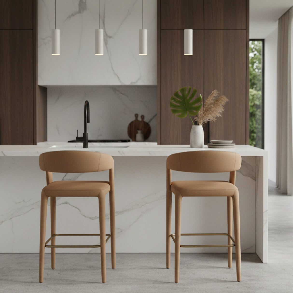 Vegan Leather Upholstered Bar Chair | OROA Modern Faerron | Oroa.com