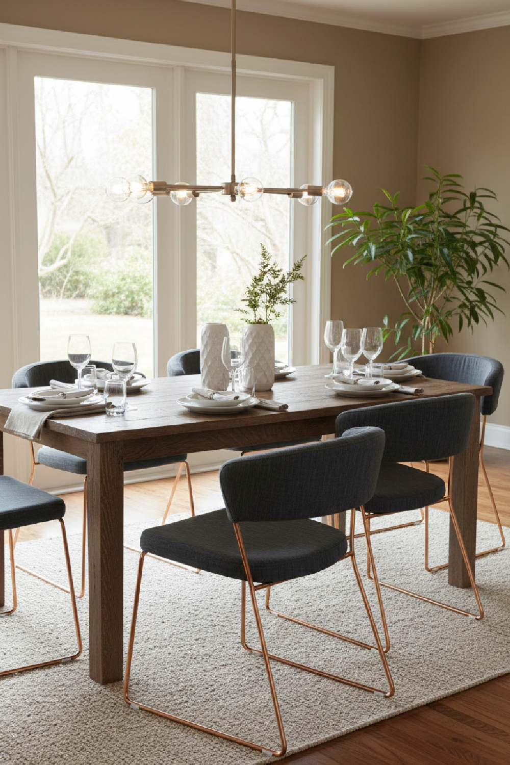 Rosegold Frame Gray Dining Chairs (2) | OROA Modern Ashland | Oroa.com