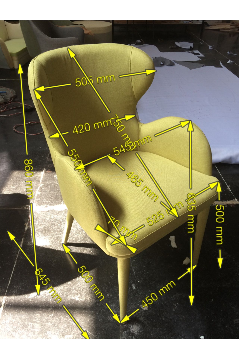 Yellow Fabric Dining Chair | OROA Modern Tigard | Oroa.com