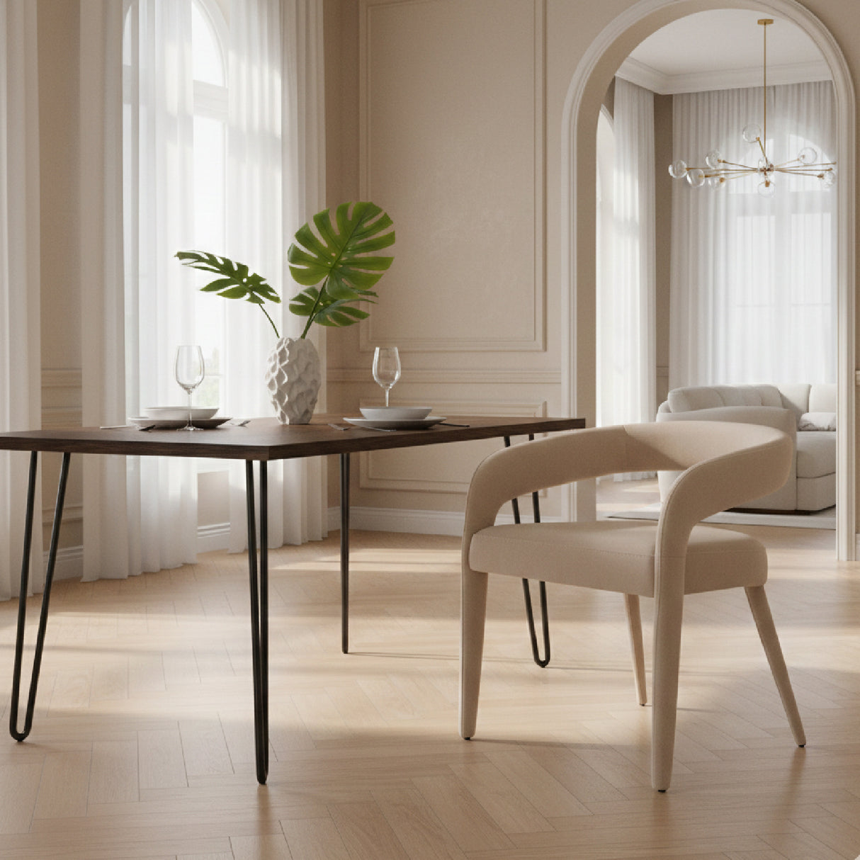 Fabric Upholstered Dining Chair – Mundra – angled view