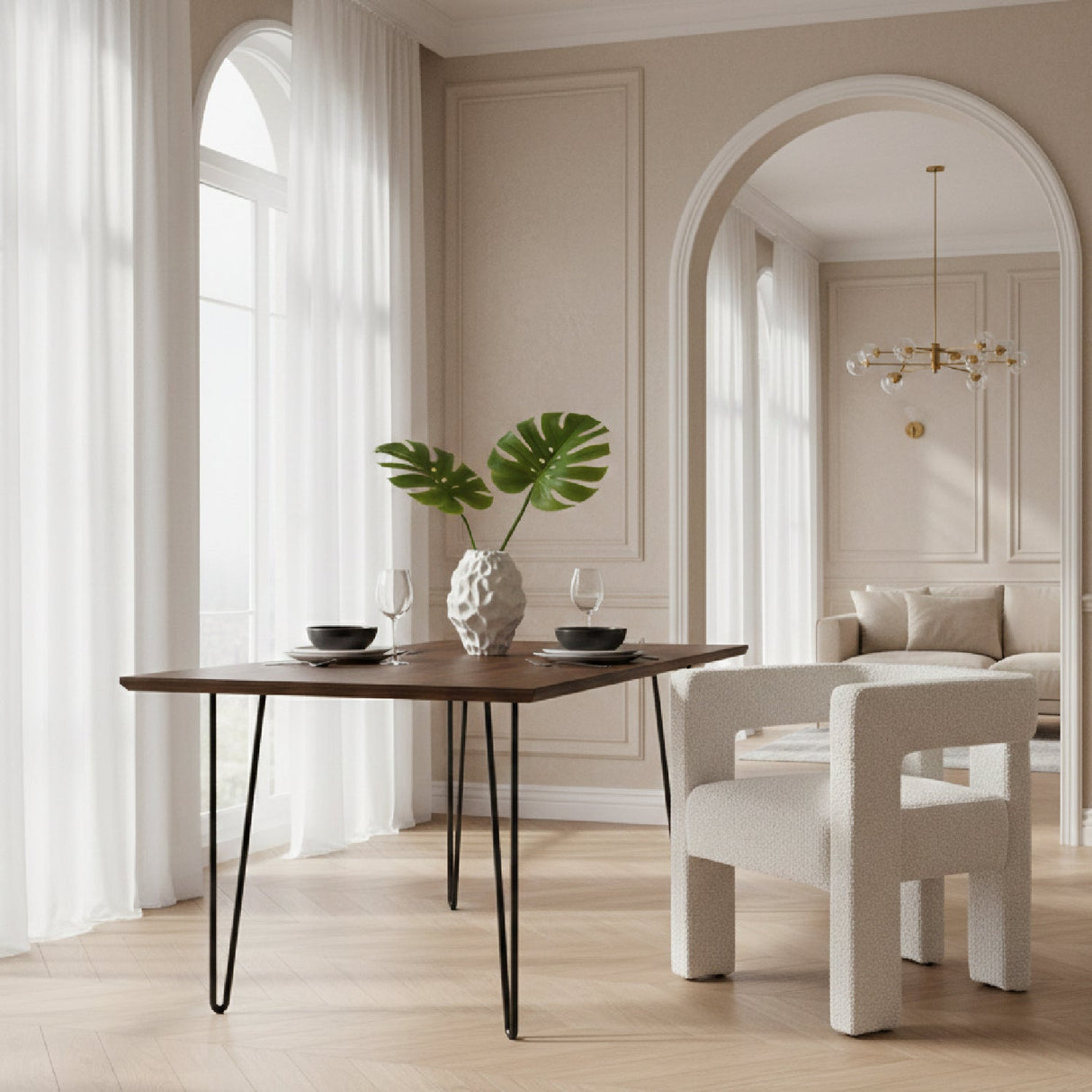 White Uphostered Dining Chair – Drea – angled view