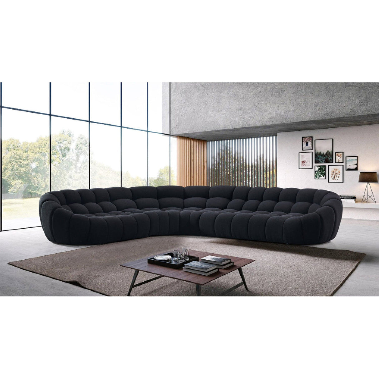 Black Tufted Sectional Sofa – Yolonda – alternate view 6