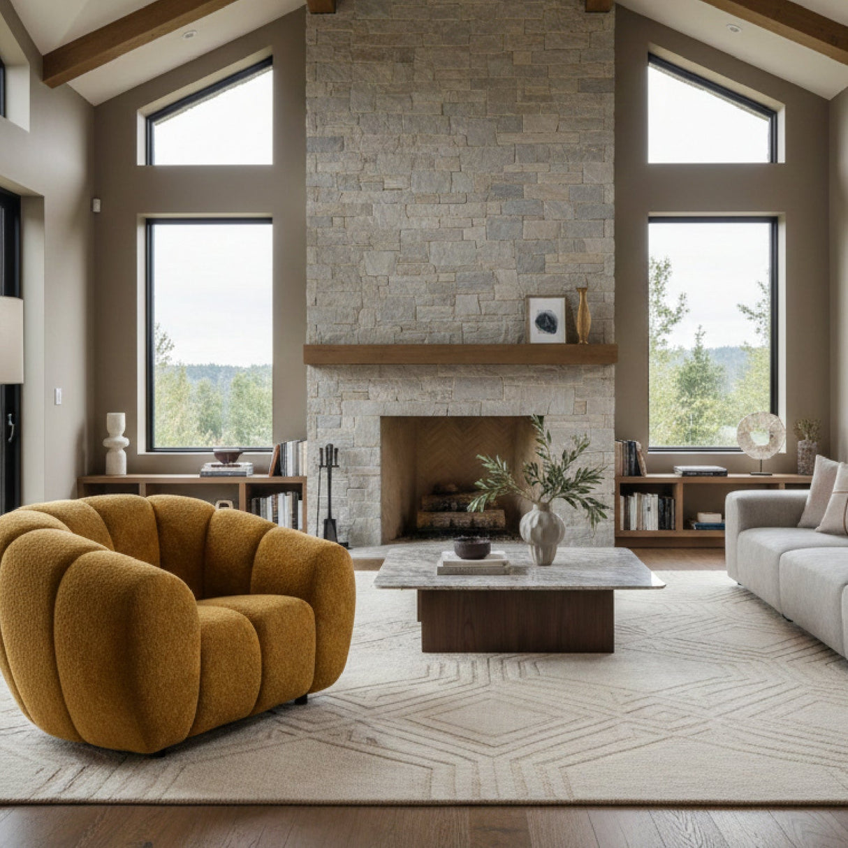 Channel Upholstered Lounge Chair – Suki – angled view