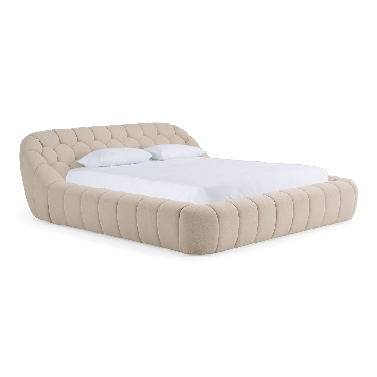 Beige Hexagonal Tufted Bed | OROA Modern Yolonda | Oroa.com