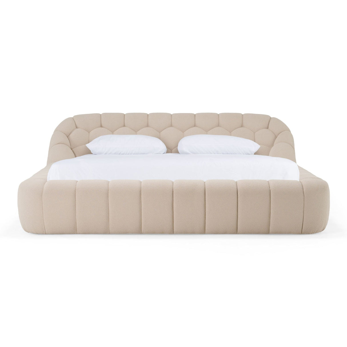Beige Hexagonal Tufted Bed | OROA Modern Yolonda | Oroa.com