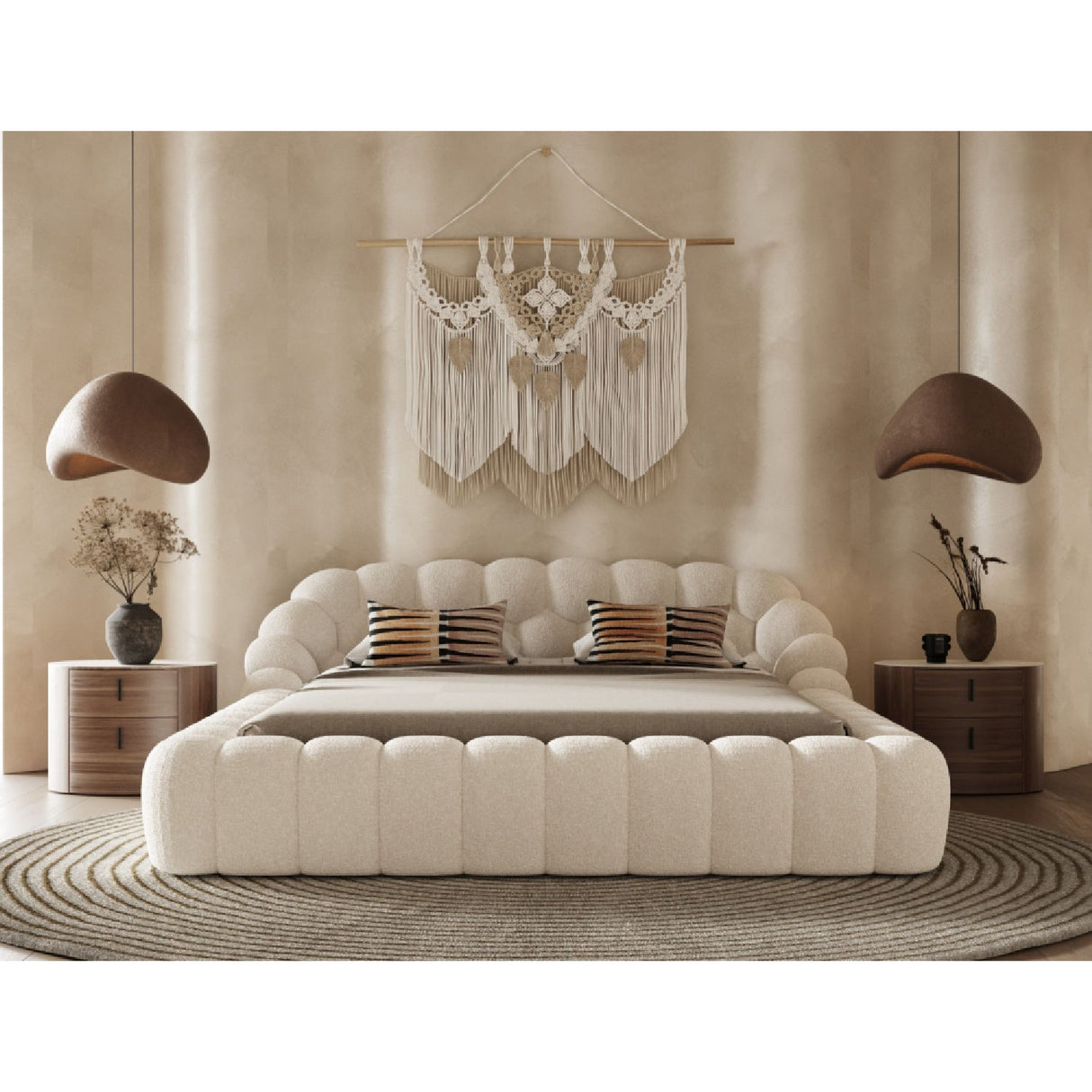 Hexagonal Tufted King Bed | OROA Modern Yolonda