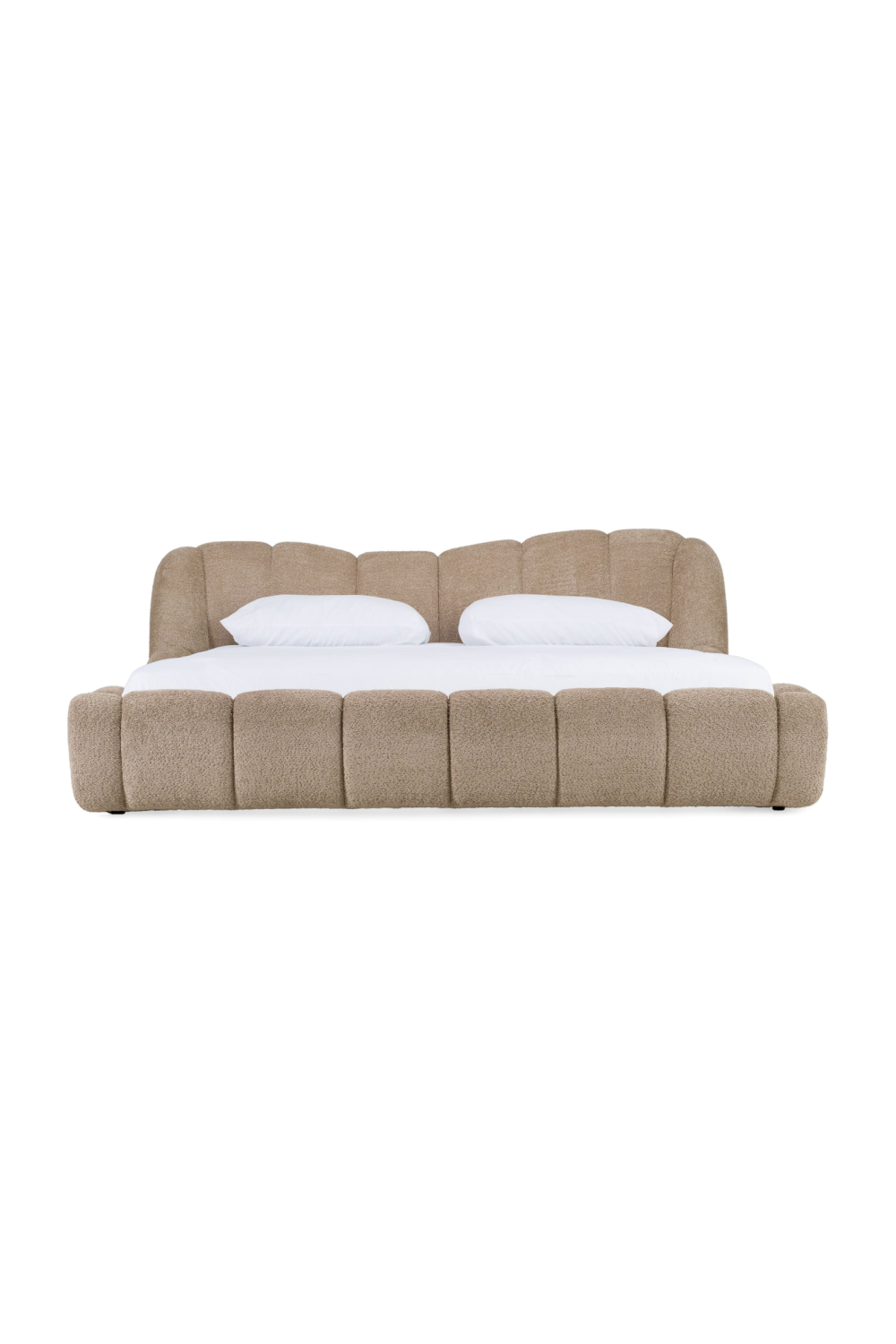 Tan Upholstered Panel Headboard Bed | Oroa.com