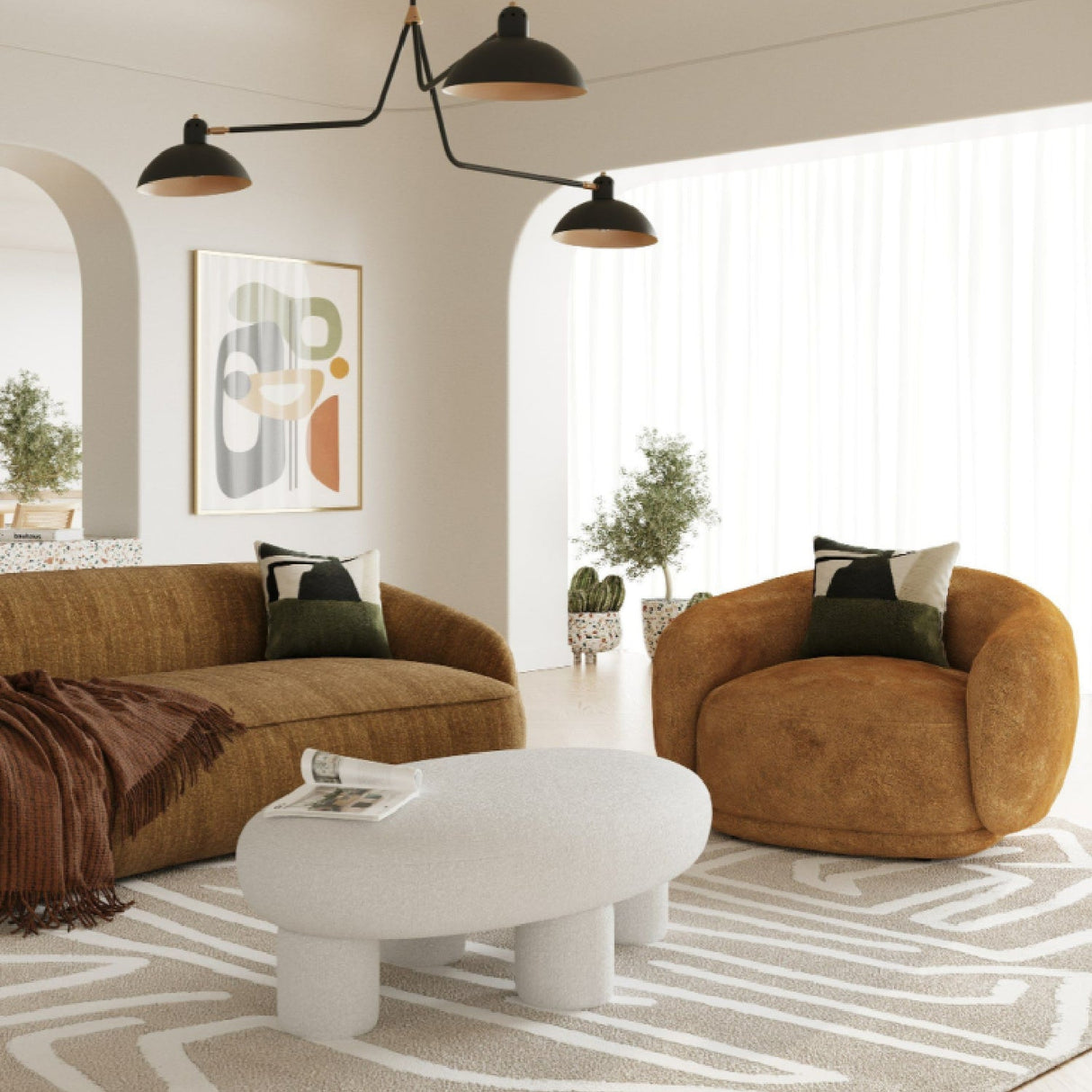 Orange Swivel Accent Chair – Andrew – angled view