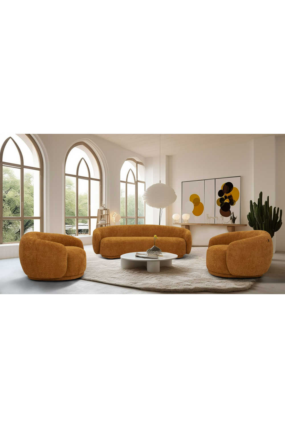 3-Seater Orange Sofa | OROA Modern Andrew | Oroa.com