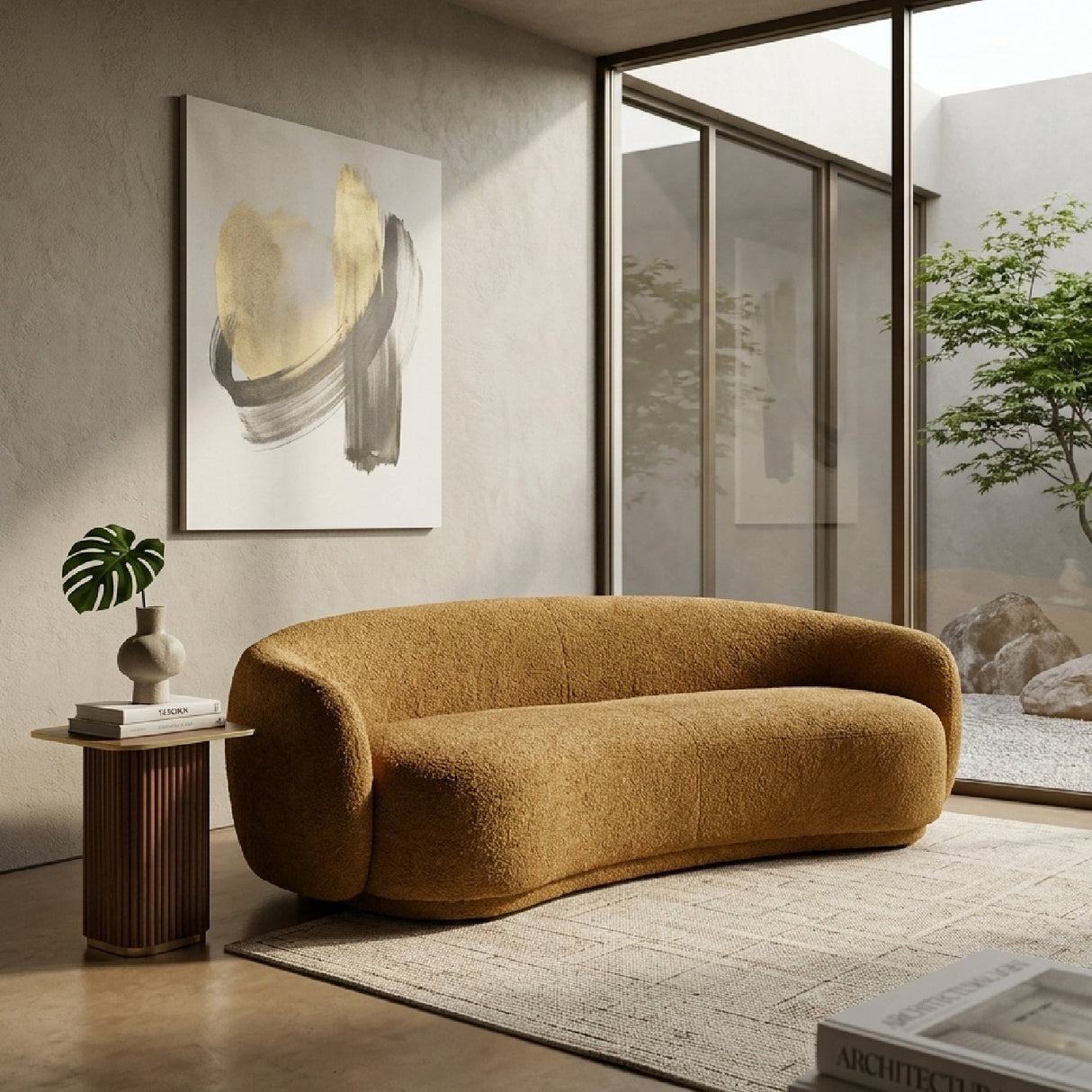 3-Seater Orange Sofa – Andrew – angled view