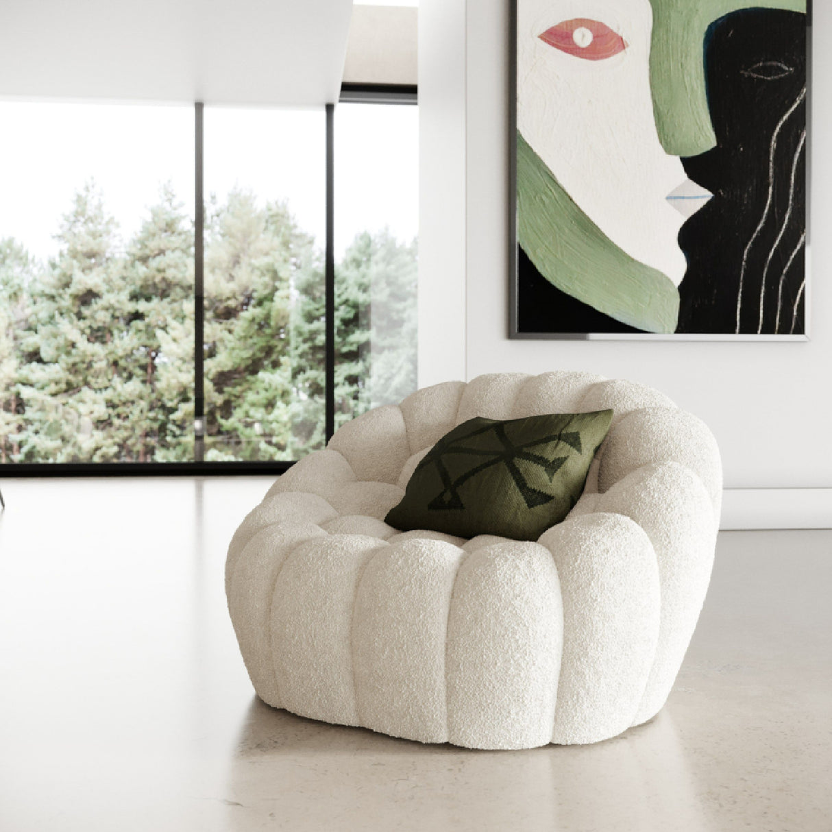 Hexagonal-Tufted Lounge Chair – Yolonda – angled view