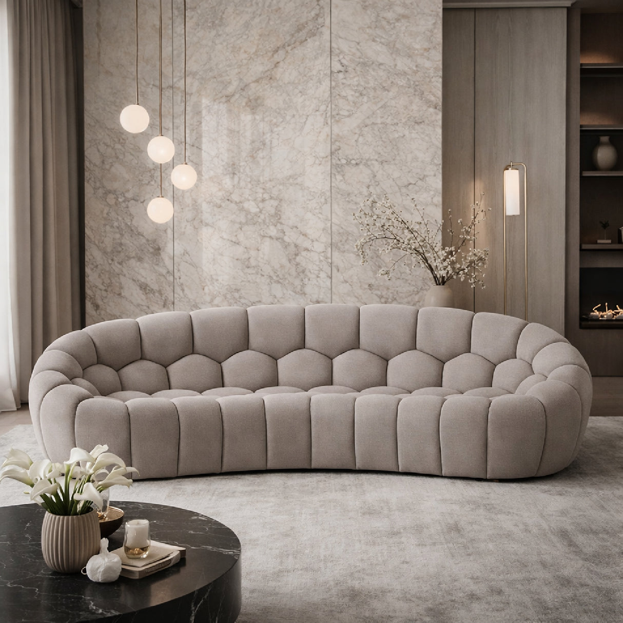 Hexagonal-Tufted Curved Sofa – Yolonda – alternate view 9
