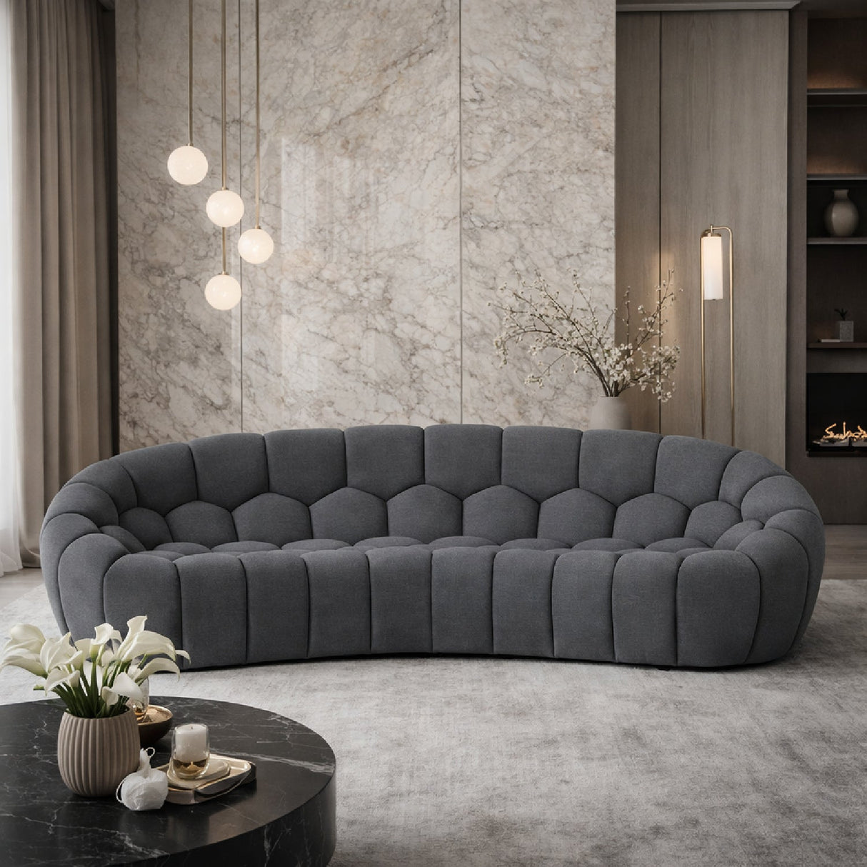 Hexagonal-Tufted Curved Sofa – Yolonda – alternate view 15