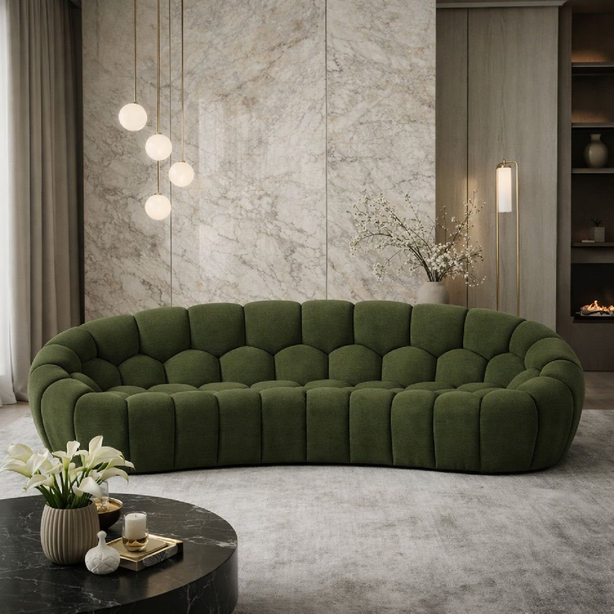 Hexagonal-Tufted Curved Sofa – Yolonda – alternate view 22