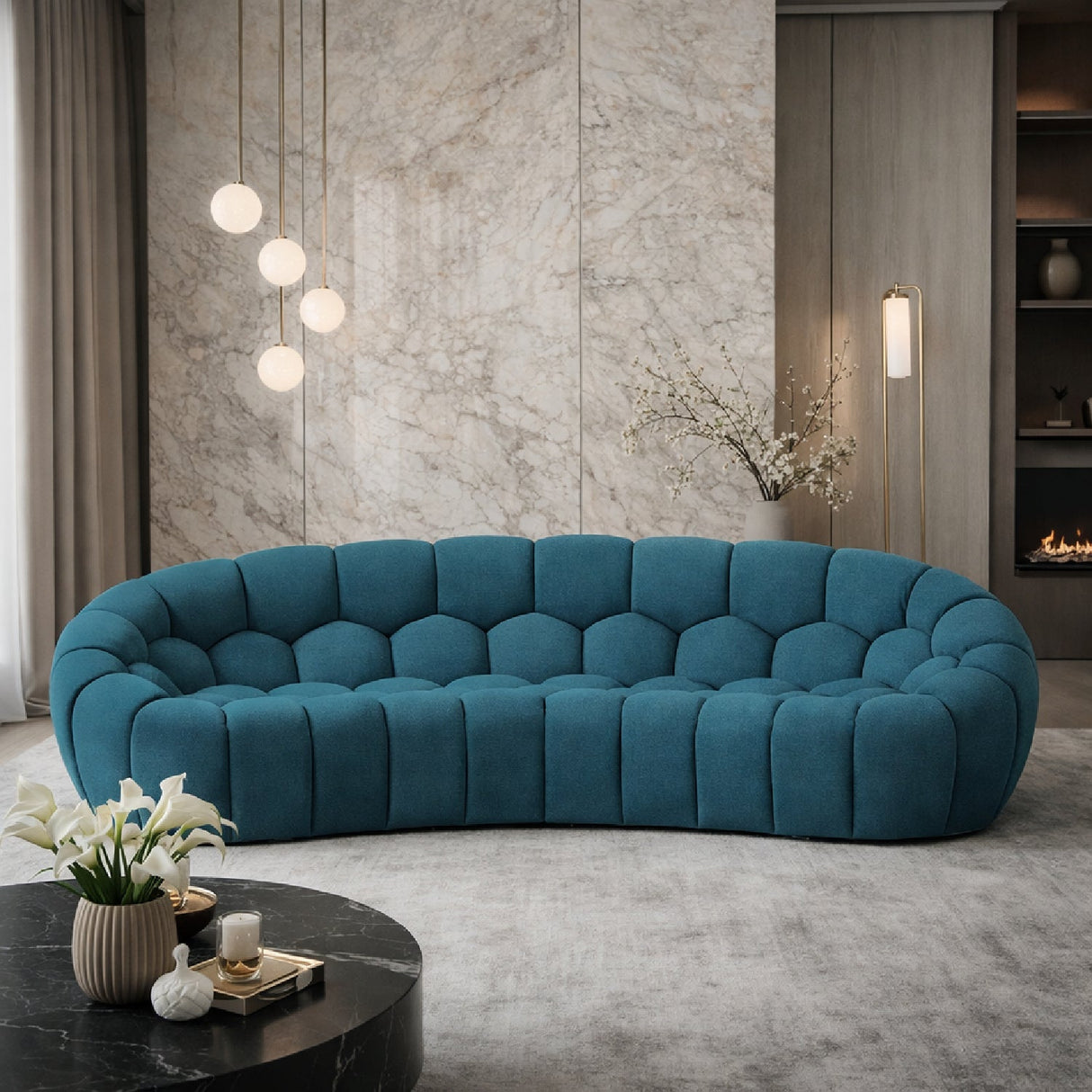 Hexagonal-Tufted Curved Sofa – Yolonda – alternate view 30