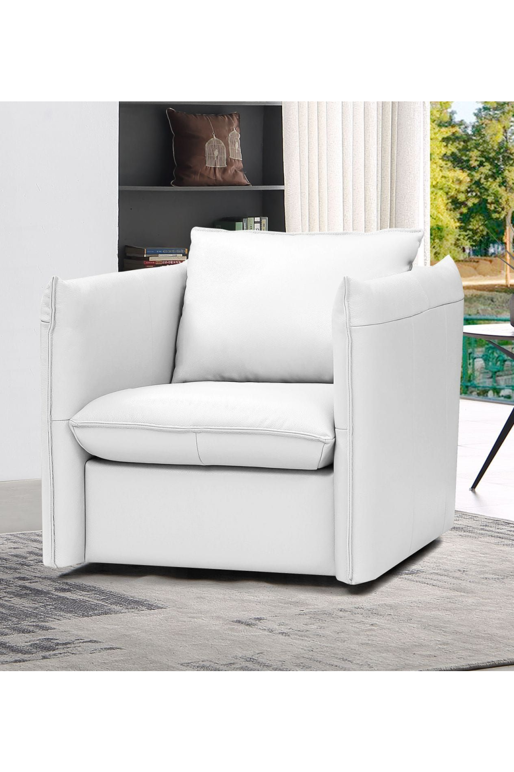 White Leather Swivel Lounge Chair | Oroa.com