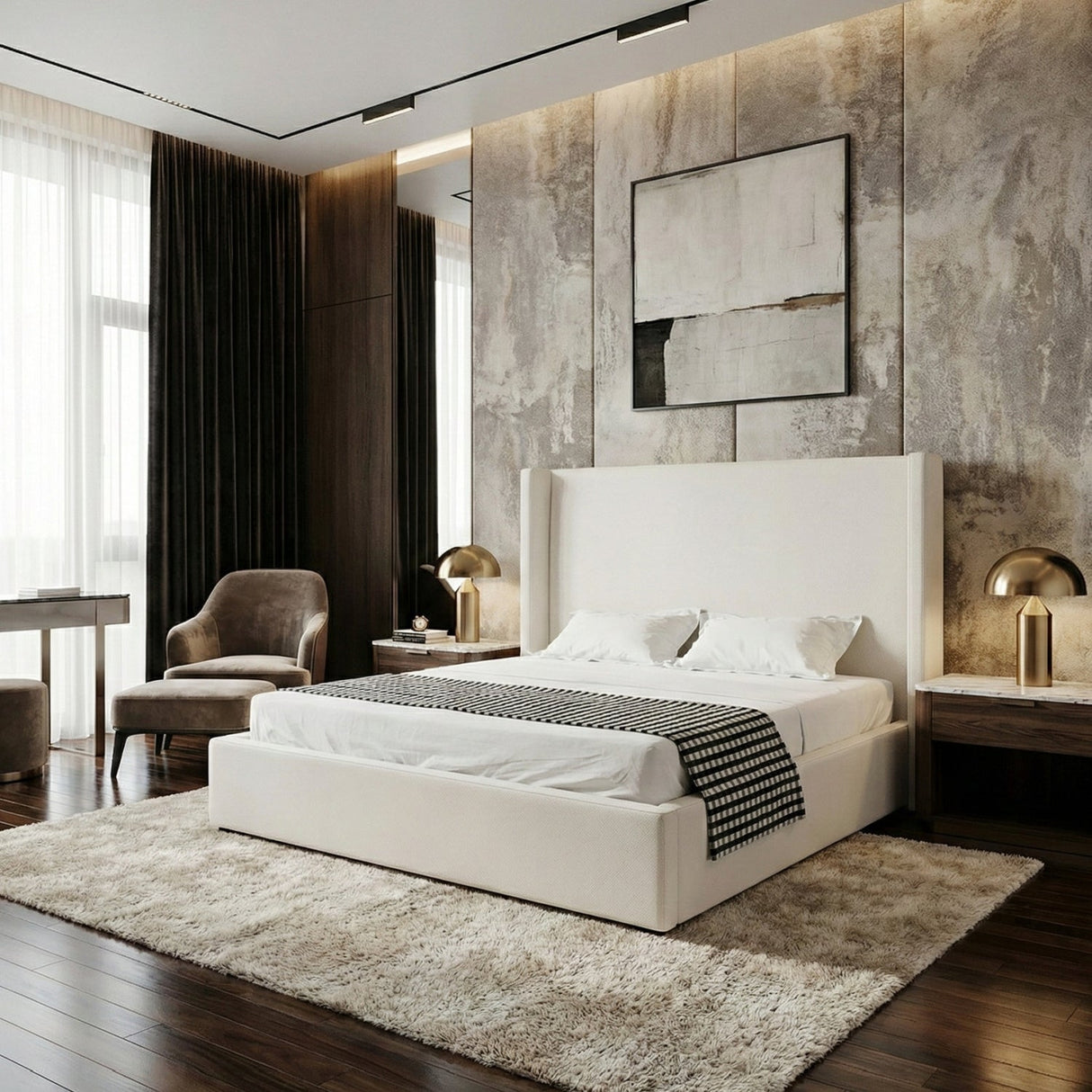 White Teddy Fabric Bed | OROA Modern Byrne | Oroa.com