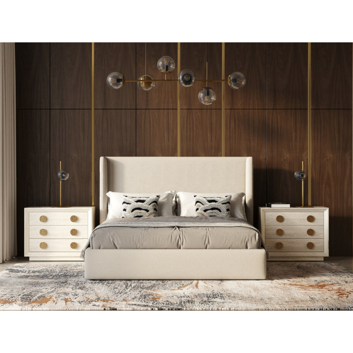 Beige Panel Headboard Bed | Oroa.com