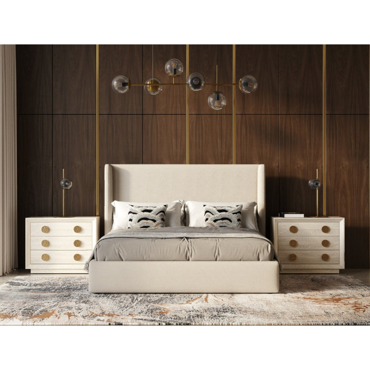 Beige Panel Headboard Bed – Byrne – alternate view 9