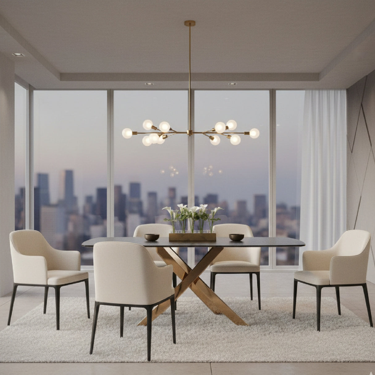 Textured Brown Glass Dining Table | Oroa.com