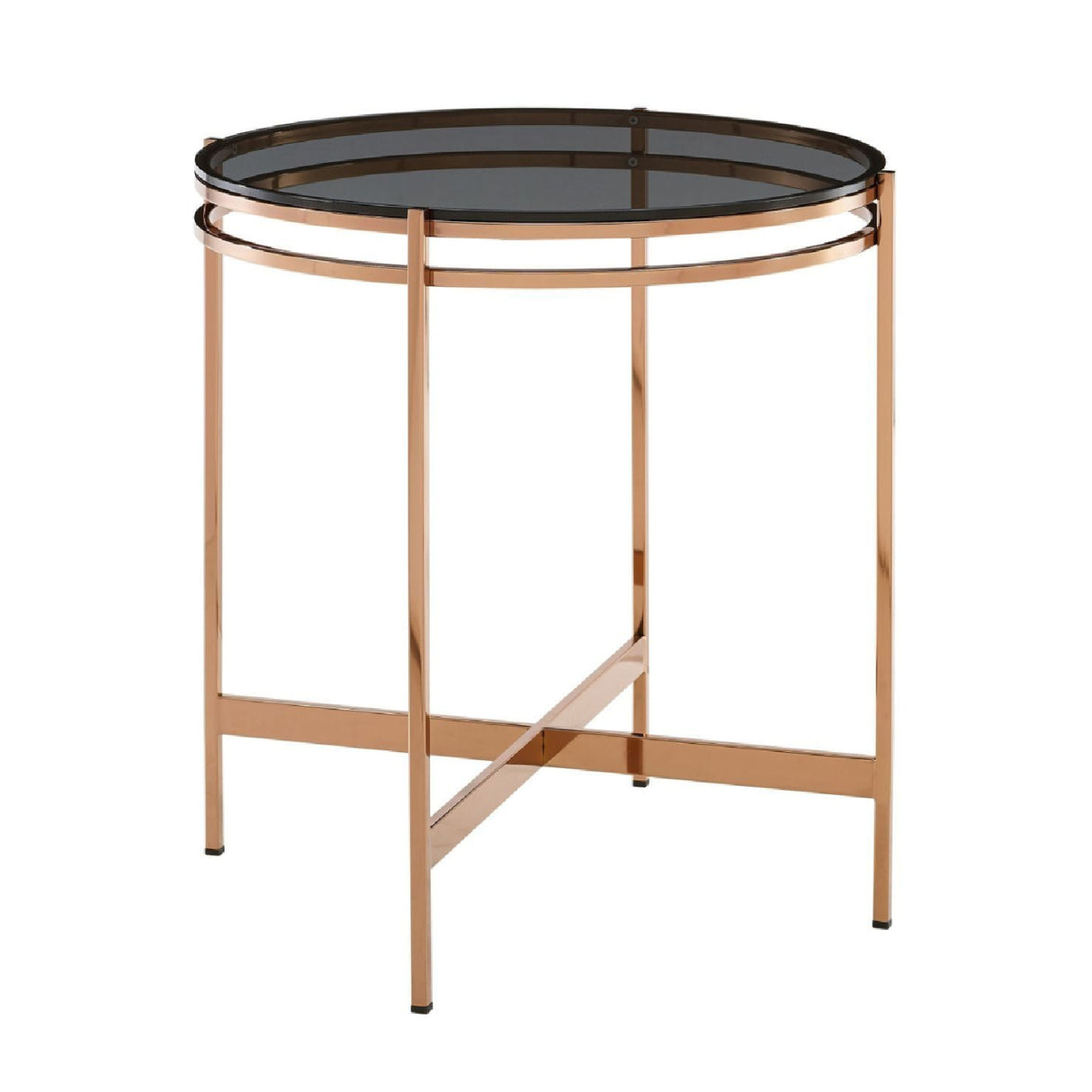Smoked Glass Round End Table S – Bradford – side view