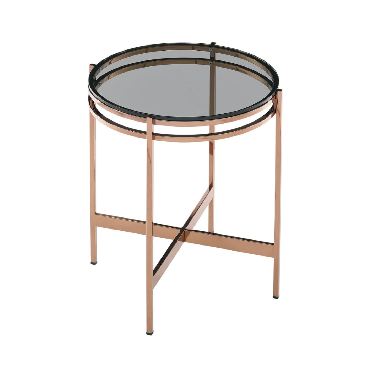 Smoked Glass Round End Table S – Bradford – rear view