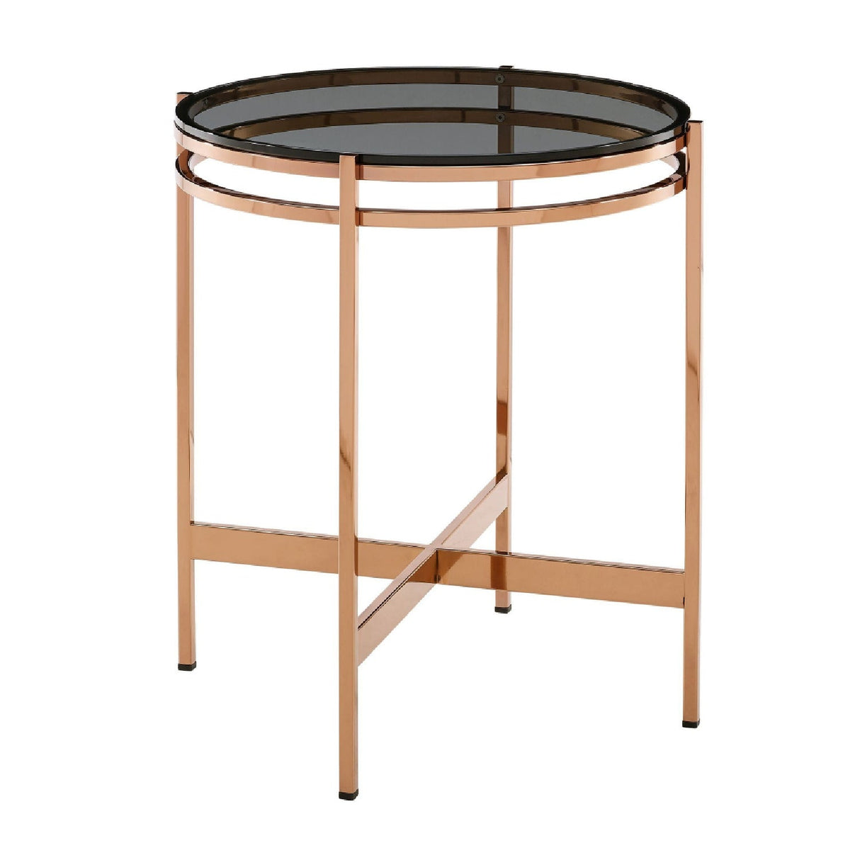 Smoked Glass Round End Table – Bradford – side view