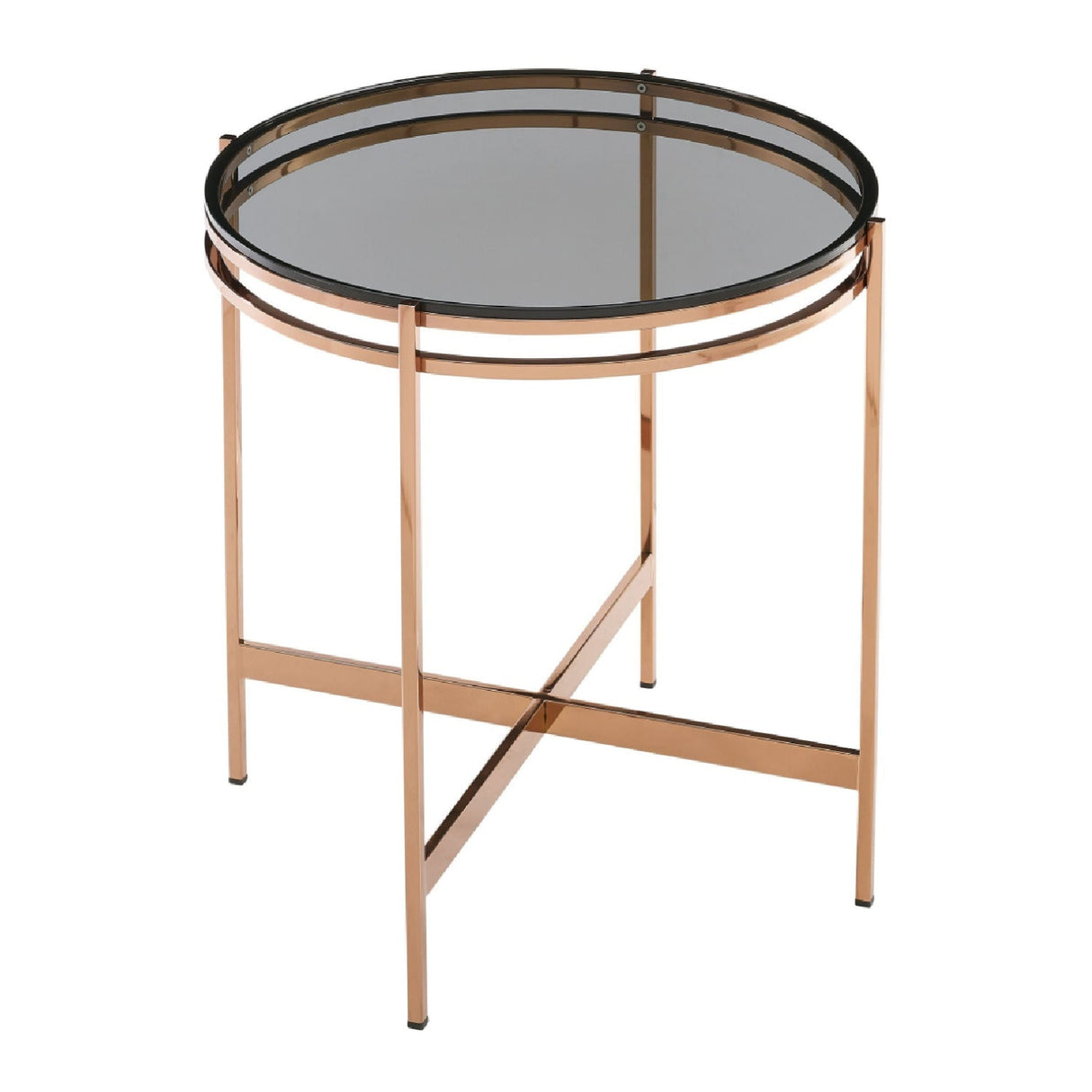 Smoked Glass Round End Table – Bradford – rear view